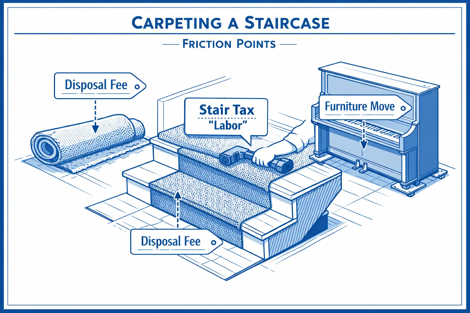 Infographic showing hidden carpet installation costs